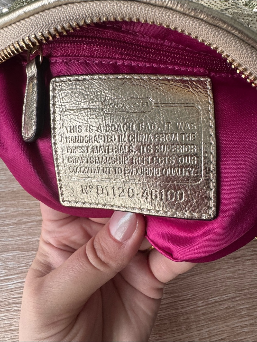 Coach Gold Sequin Wristlet with Decorative Bow and Chain - Picture 5 of 8